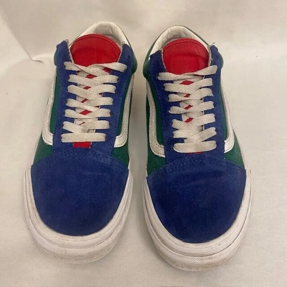 Vans Old Skool Blue Green Yellow Suede Canvas Sneakers